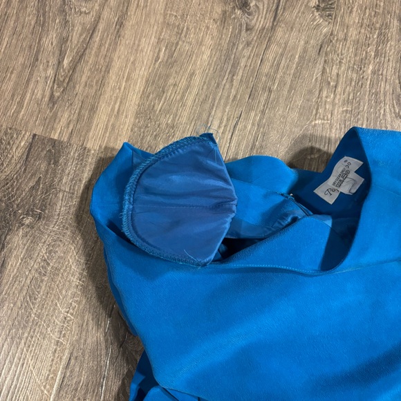 Vintage Pape’ll Too Elegant Teal Women's Dress 100% Silk size 6 - Picture 12 of 16